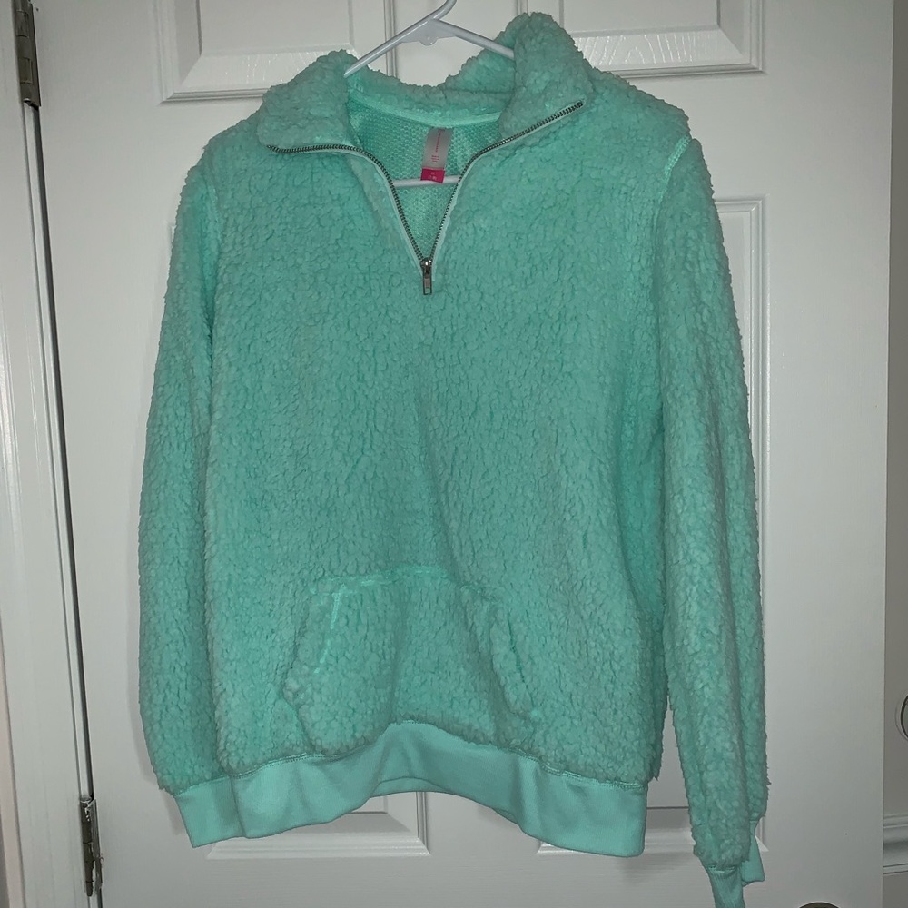 1/4 Zip Mint Colored Sherpa